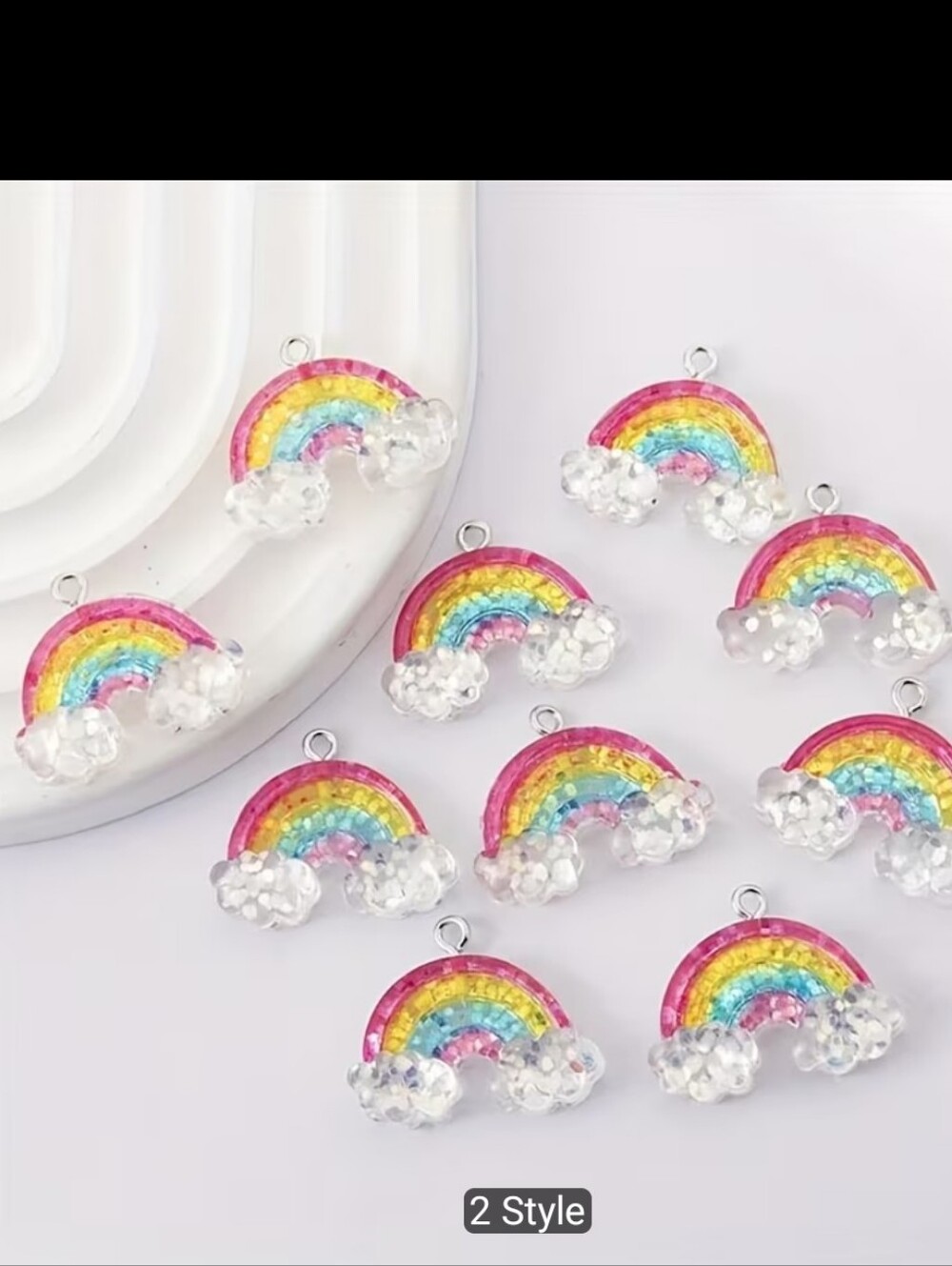 Rainbow Glitter Charm for Kids Accessories - Multicolor